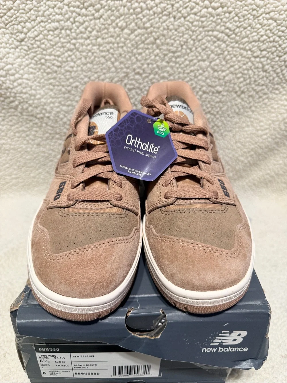 New Balance 550 Sneakers in Brown Suede